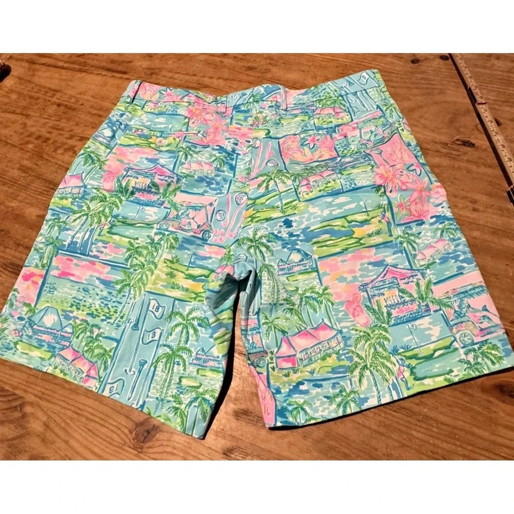 Lilly Pulitzer Mens Beaumont Shorts 38 Honda Classic Golf Print Cotton Stretch